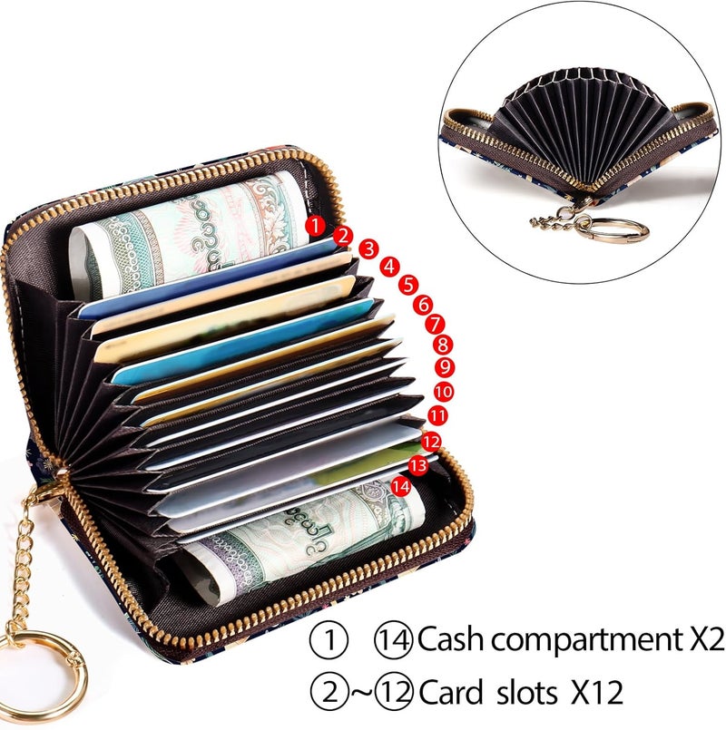 Yonlevres Credit Card Holder RFID Wallet, Small Card Holder Wallet for Women with Keychain Zipper, Funny Leather Print Credit Card Wallets Accordion Gift - Image 4